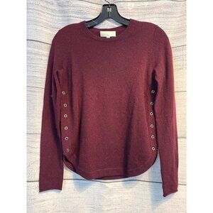 Lisa Todd Burgundy Cashmere Sweater With Side Eyelets Size XS